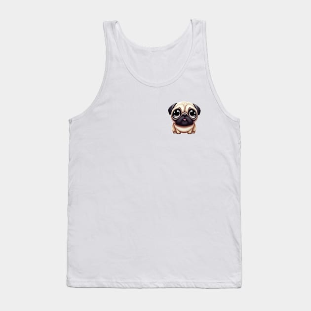 Small Version - Vibrant Pug Illustration Tank Top by Art By Mojo